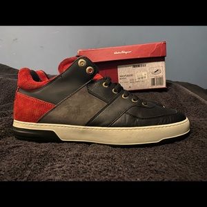 Salvatore Ferragamo Monroe Mid Sneaker, Red/black